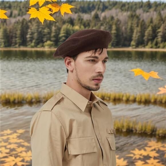 Wool French Beret Hat Men Beret Cap for Women Large Military Beret - Picture 3 of 6